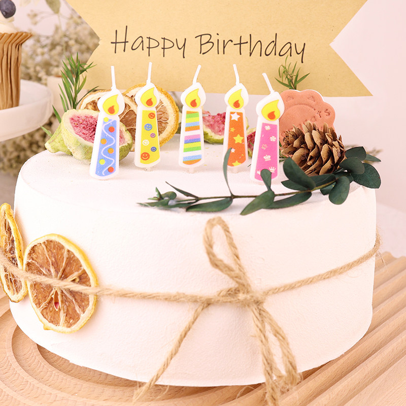 Retro Printed Candle Over Birthday Cake Decoration Birthday Little Candle Party Children Cartoon Dessert Table Dress