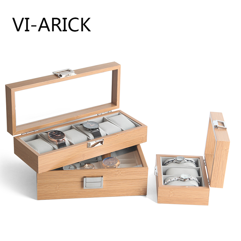 VI-ARICK Rosewood grain watch box Jewelry storage box Glass watch box Collection box Watch display box