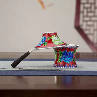 Handmade sterling silver 999 tea drain rack filigree enamel color tea set accessories Tea filter rack Tea ceremony cover set