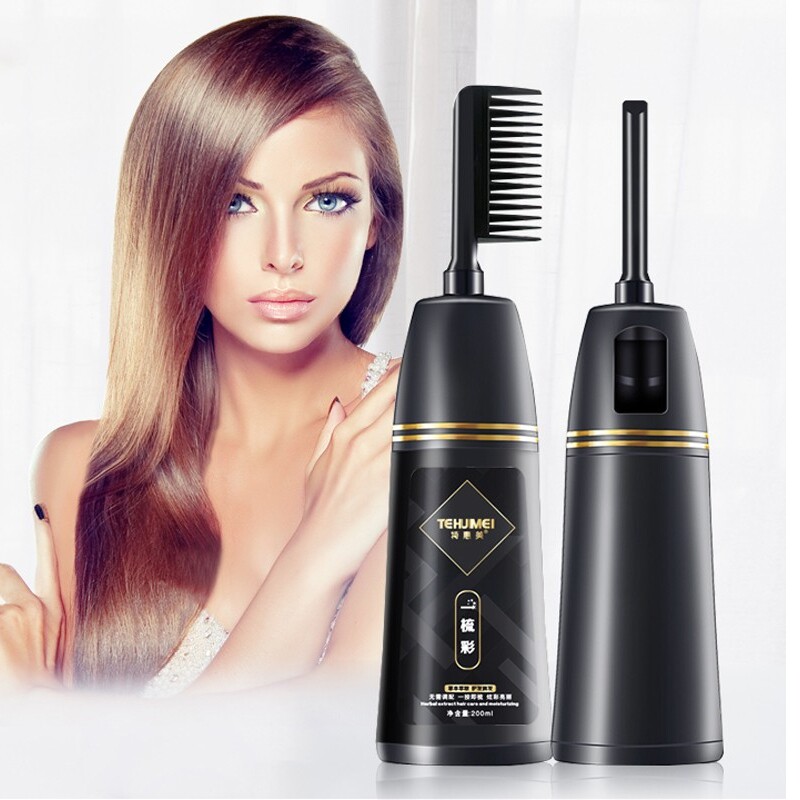 Hair Dye Plant Natural Pure No Prill Water Dye Hair Cream Male And Female Net Red 2022 Pop Color One Comb Black Color