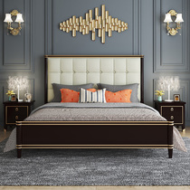American solid wood bed Modern minimalist master bedroom double bed 1 5 meters 1 8 meters big bed Net red wedding bed Air pressure high box bed