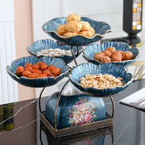 European-style light luxury rotating fruit plate tea table grated fruit plate home creative tissue box storage decoration ornaments