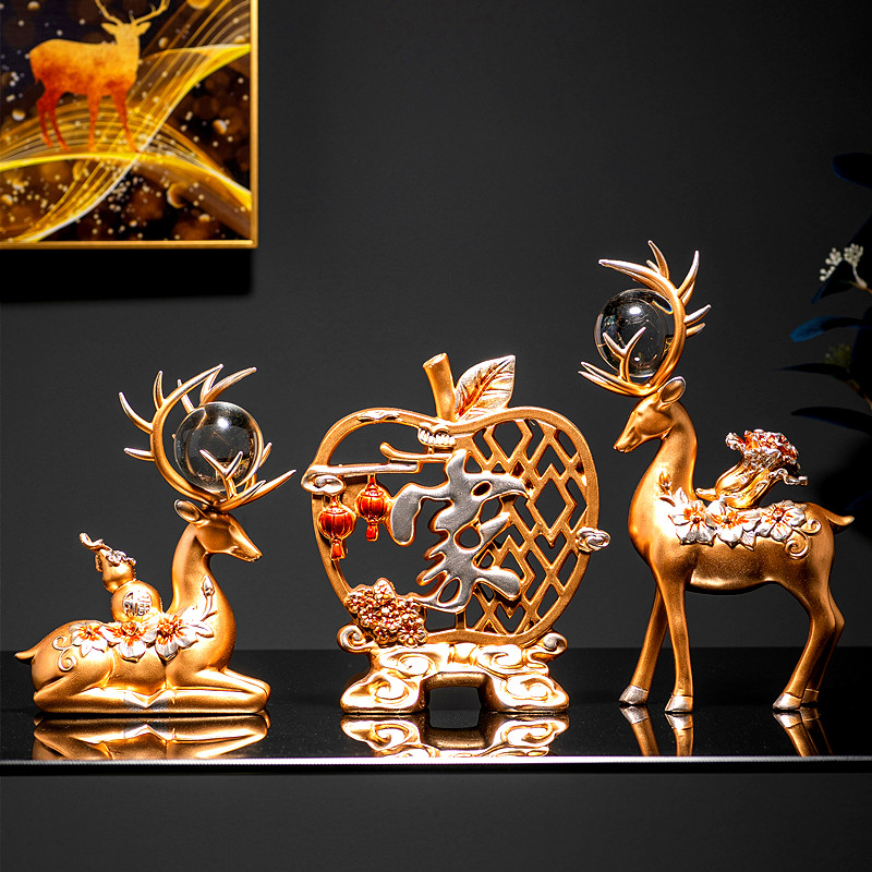 Creative light luxury high-end living room porch ornaments home wine cabinet TV cabinet lucky deer decoration housewarming new home gifts