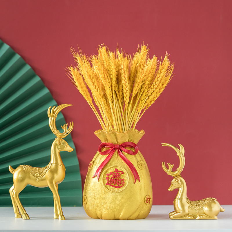 Wheat Ears Dry Flowers FLOWERS AND DEER SWINGS PIECES HOME DECORATION GOODS CREATIVE LIVING ROOM WINE CABINET XUANGUAN BARLEY SHOP OPENING GIFTS-TAOBAO