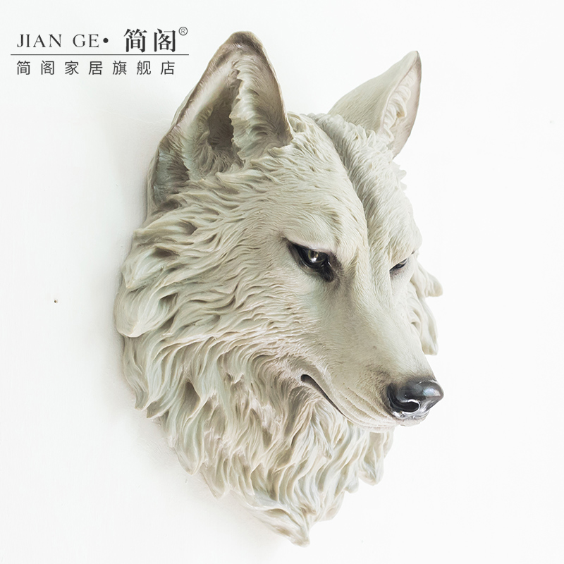 Minimalist modern wolf head wall-mounted swinging piece living room animal head wall decoration Decorations bar clubhouse Fancy Guan Soft Dress