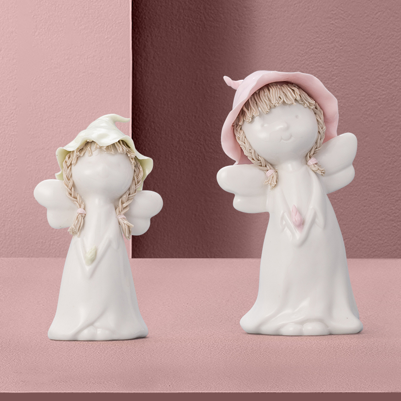 ins Nordic creativity Cute Teenage Girl Hearts Little Mercy Girl Bedroom Room Placement Desk Ceramic Decorations