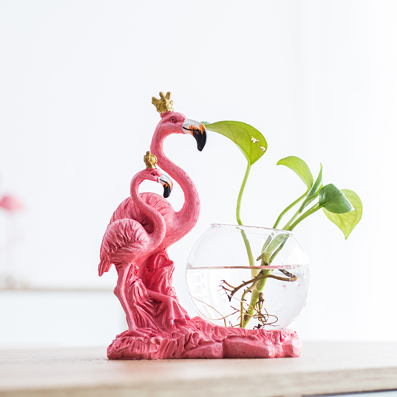 Home Nordic Flamingo Fittings Living room TV cabinet Marriage desktop hydro vase ware decoration creative