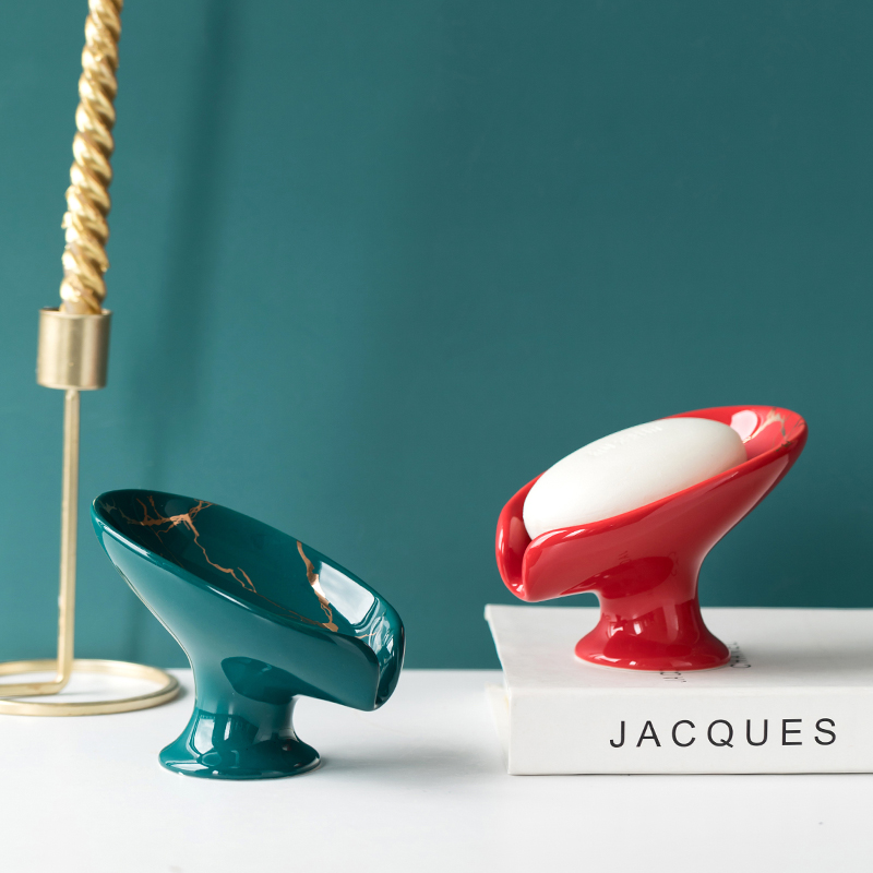 Nordic Light Lavish Ceramic Soap Box Fashion Brief Leachate Soapbox Hotel Toilet Decorated Swing soap Bay-Taobao