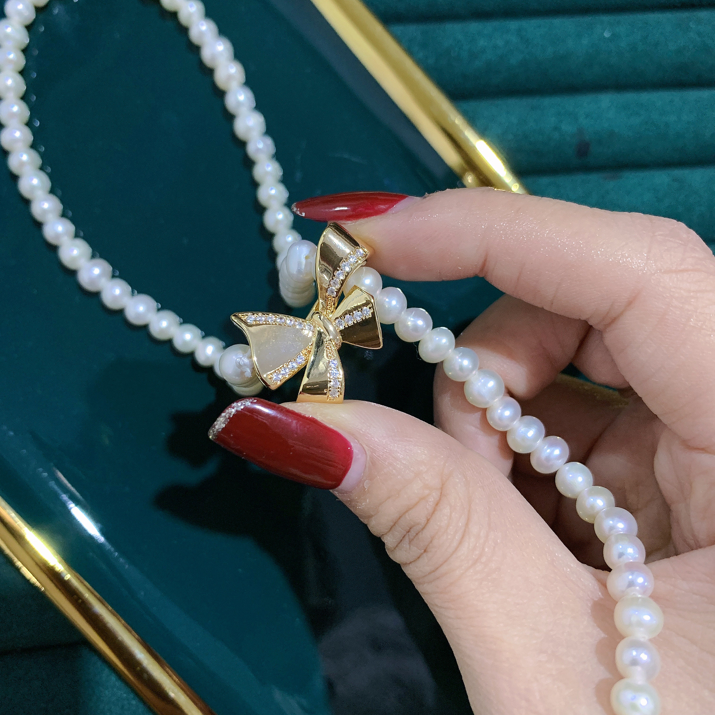 Button series copper-plated real gold DIY pearl accessories, freshwater pearl necklace buttons, single-side buttons, sweater chain clips pic 8