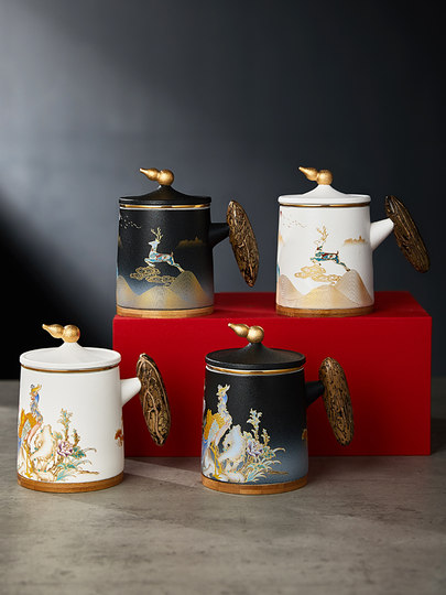 Tasse à thé avec filtre en céramique, cadeau de vacances, avec couvercle, pour la maison, le bureau, séparation de l'eau, tasse à thé haut de gamme pour usage personnel