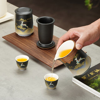 Quick Cup Portable Set Travel Tea Set Accompanying One Pot Two Cups Car Outdoor Camping Style Tea Drinking Equipment