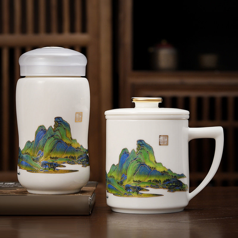 Forbidden City Qianli Jiangshan Water Cup ceramic filter brewing cup tea water separation office cup insulation gift private customization