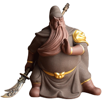 Qis Guan Gong purple sand tea pet ornaments handmade fine tea table decorations large ceramic tea toys tea set accessories