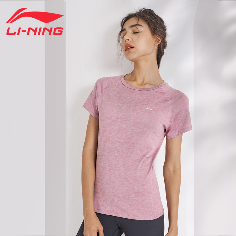 Li Ning yoga short-sleeved women's sports top fitness running badminton leisure quick-drying air mesh red T-shirt thin section