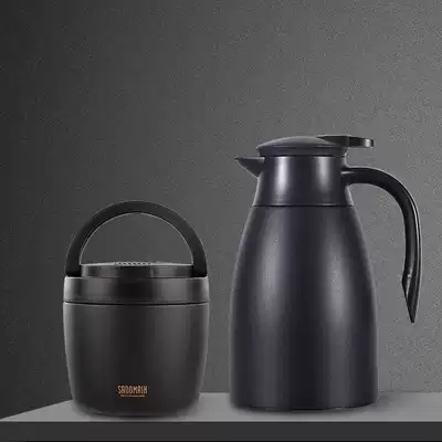 Taiwan Sandman black insulation bento box insulation pot office worker Japanese double-layer stainless steel simple lunch box set