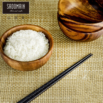 Taiwan Sandman eating bowl Single household Japanese and Korean wooden bowl Baby childrens soup bowl handmade wooden tableware
