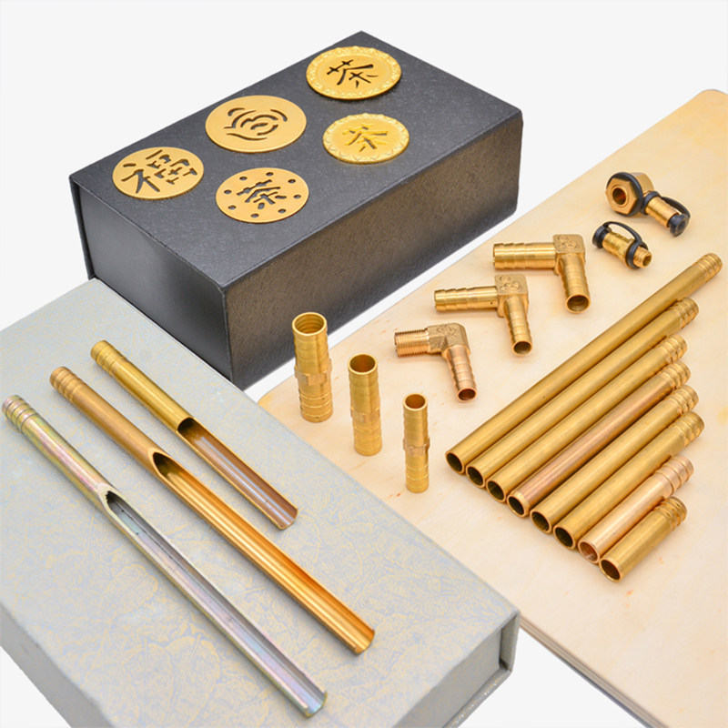 Tea tray accessories leakage copper sheet Copper pipe root carving tea table zero drain pipe Tea table outlet filter tea residue leakage sheet