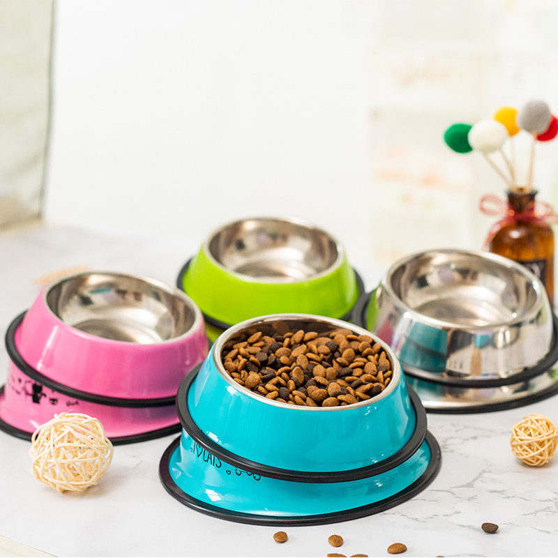 Large dog golden retriever dog bowl drinking water feeding basin large dog anti-turnover bowl bite-resistant dog food bowl large metal stainless steel bowl