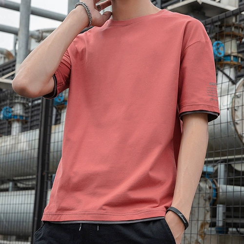 Летняя трендовая шелковая хлопковая футболка с коротким рукавом, свободный крой, подходит для подростков