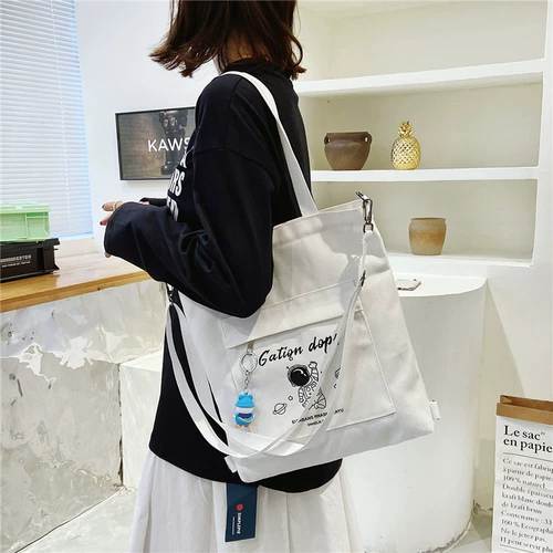 Шоппер, вместительная и большая сумка на одно плечо, брендовый рюкзак, японская сумка через плечо, барсетка, льняная сумка