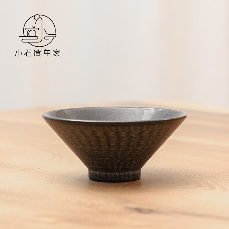 Black gold stone master cup personalized kung fu tea cup health hand-carved Chinese style natural whole stone tea cup