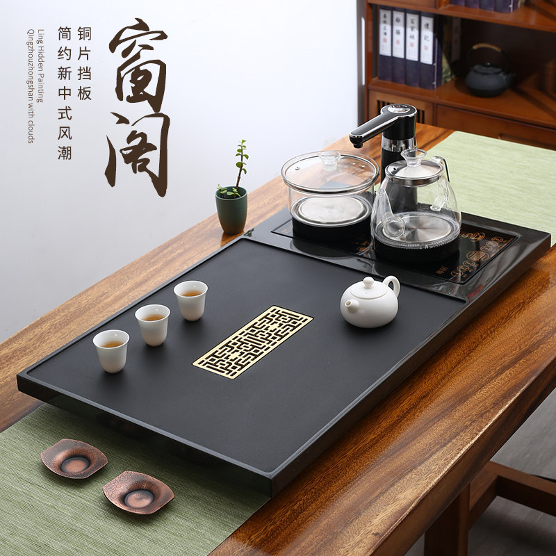 Ujinshi Tea Tray Home Stone Tea Table Live Magnetic Stove Integrated Burning Water Pot Simple Natural Whole Stone Tea Sea