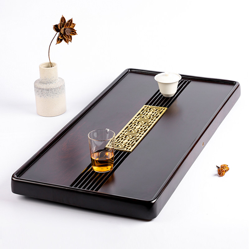 The whole piece of ebony tea tray natural solid wood log simple household size tea table tea sea kung fu tea set tray