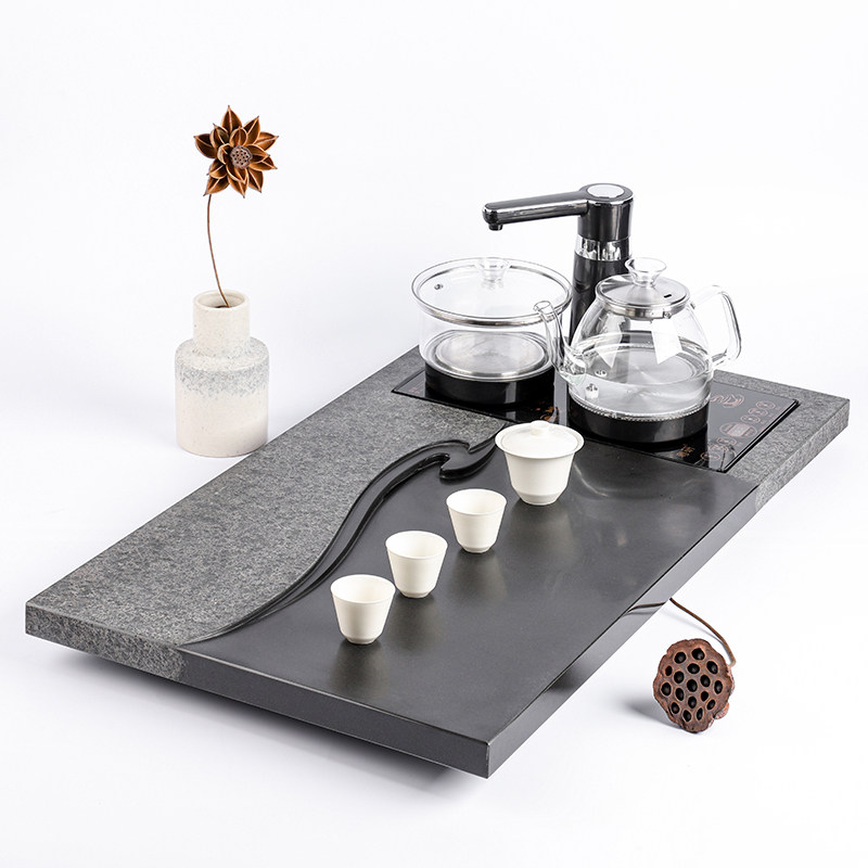 Natural Wujin stone tea tray household with induction cooker one kettle stone tea table simple whole stone tea sea