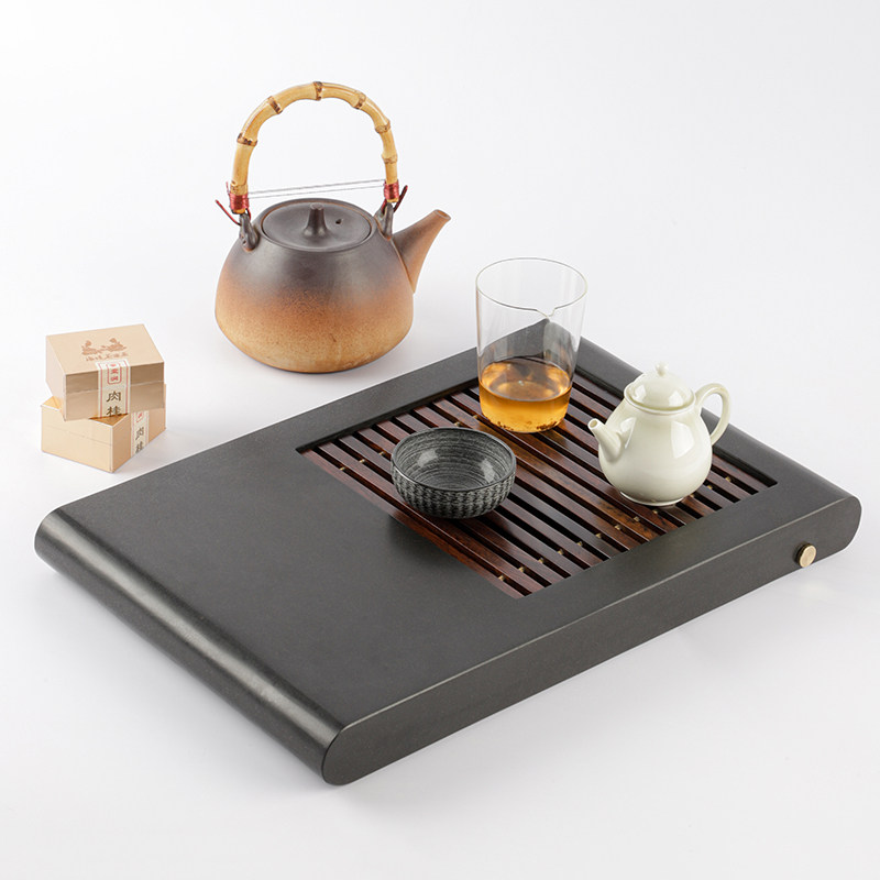 Ebony wood Natural Wood Wood natural wood Stone tea tray simple household stone Tea Sea tray creative water storage dry bubble