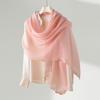 High-end pink silk scarf for women 2025 new wool scarf, popular this year, winter thin silk shawl, high-end