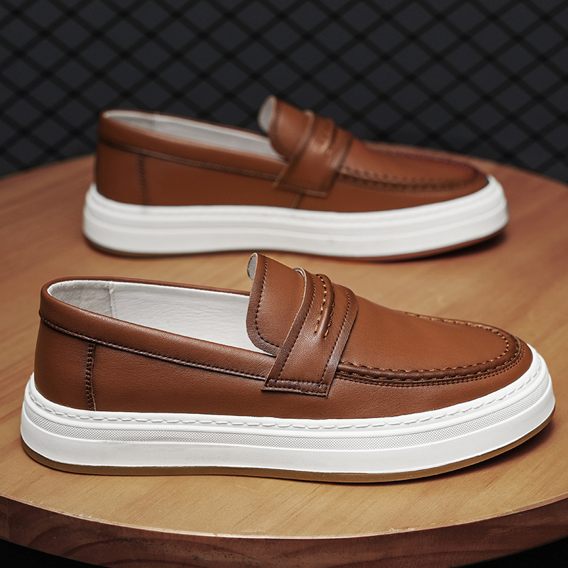 Invisible Height-Increasing Men's Shoes, Breathable Genuine Leather Spring Slip-On Casual Leather Shoes, 2026 New Model Loafers, Lazy Shoes