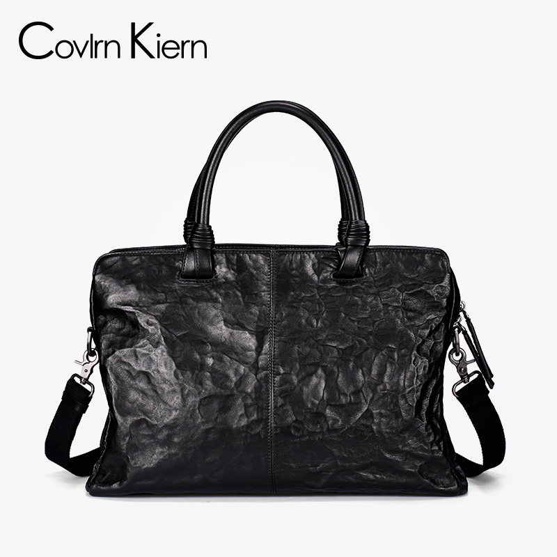 CovlörnKiern Leather Handbag Briefcase Male single shoulder Business Leisure Bull Leather Skew Satchel Bag ck405