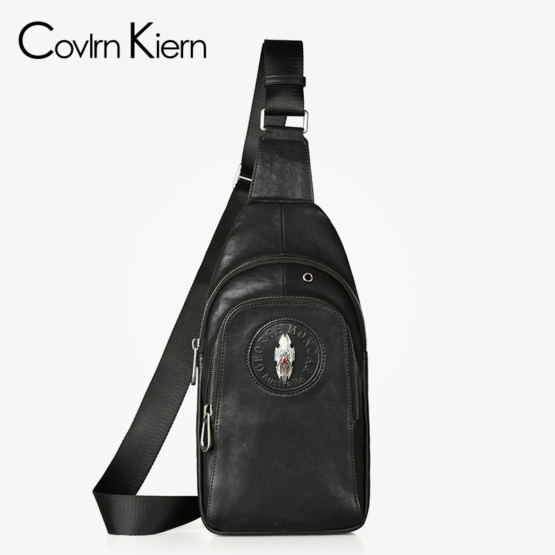 CovlörnKiern Men's Chest Bag 2021 New Genuine Leather Men's Bag Bull Leather Single Shoulder Diagonal Satchel Wave ck502