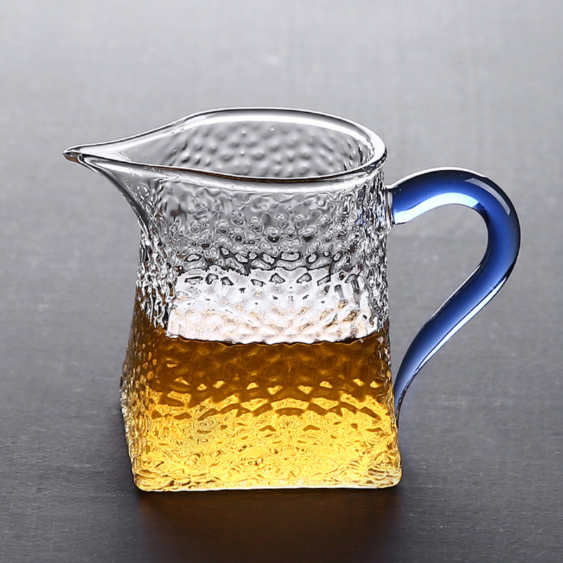 Material interest Japanese-style hammer pattern fair cup glass tea divider square male cup single crystal thickened heat-resistant pouring tea cup
