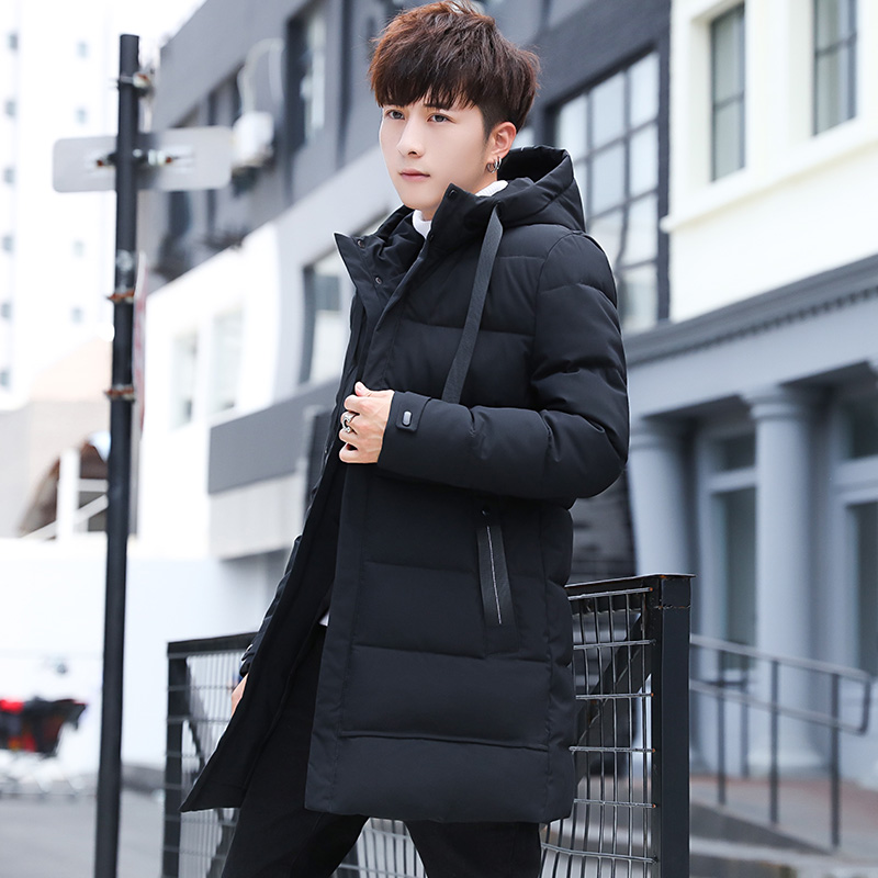 2019时尚棉衣男中长款青少年韩版棉服学生冬季男生外套潮流棉袄子