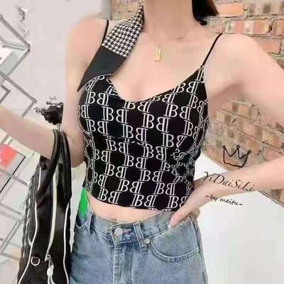 小吊带外穿ins复古2021新款夏网红超火西装内搭宽松冰丝背心上衣