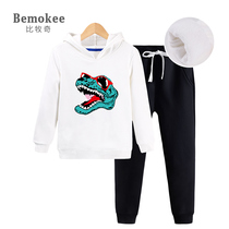 Boys plus rong tao zhuang 2021 nian new childrens autumn and winter western style hooded clothes zhong da tong warm piece