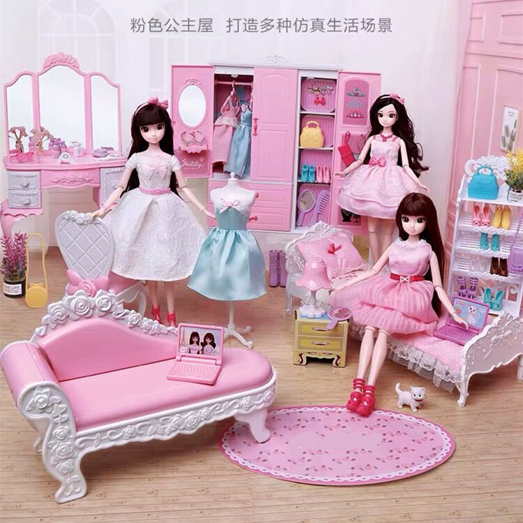Doll Dressing Table Wardrobe Closet Sofa Chaise Longue Makeup Table Shoe Rack Bunk Bed Girl Toy Large Doll Dressing Table Wardrobe Closet Sofa Chaise Longue Makeup Table Shoe Rack Bunk Bed Girl Toy Large