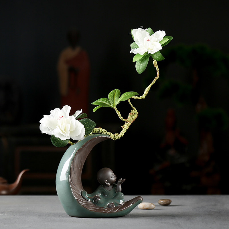 Kuku Ku Tea Small Monk Faux Tea Ceremony Accessories Zen Tea Table Decoration Bogu Shu Flower Placement