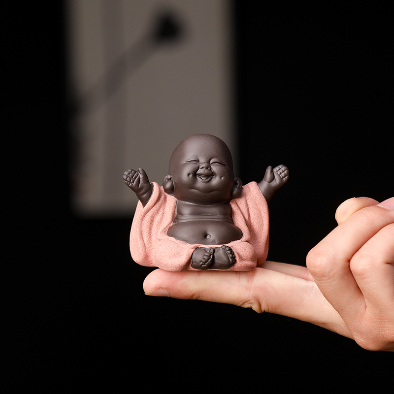 Purple sand boutique Zhao Cai Maitreya Buddha tea pet kung fu tea ornament pure handmade can raise cute tea play tea art tea table