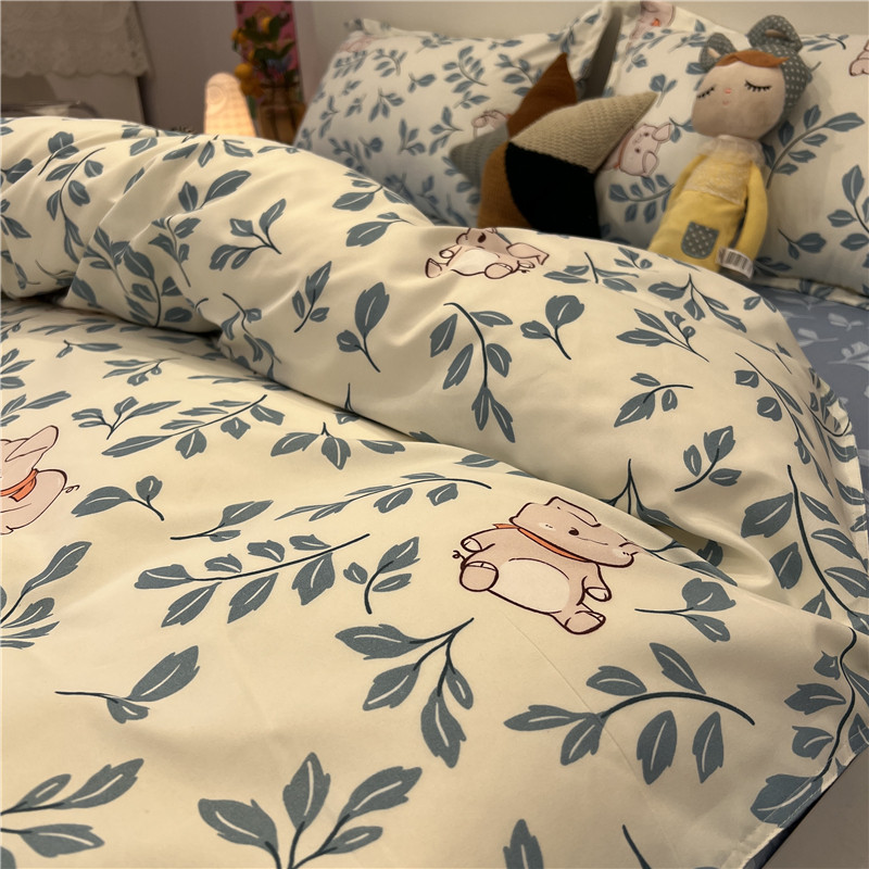 Blue Little Broken Flowers Pig spring Little Fresh Quilt Cover Four Sets of Princess Wind Student Bed Linen Three Sets 1 8