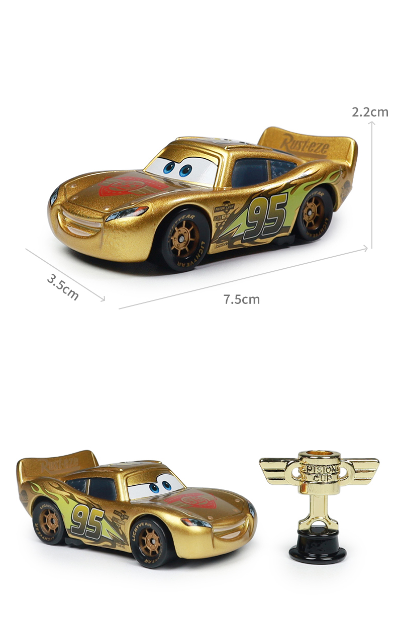 Pixar Racing Alloy Toy Car Gold McQueen Championship Glide