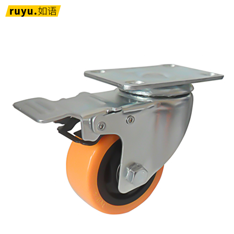 Polyurethane thickened trundle Home innate pulley flat with brake wheel wheel wheel wheel wheel wheel wheel wheel wheels heavy castors universal wheels