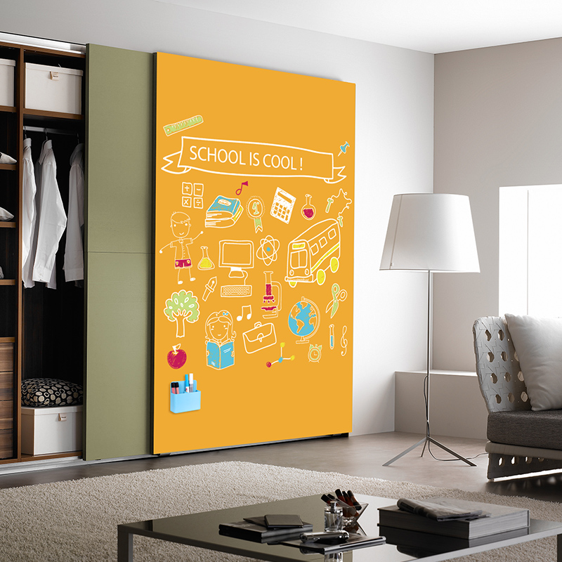 Magnetic Art House Full Moon Yellow Double Layer Magnetic Blackboard Wall Sticker Children Magnetic Blackboard Wall Home Children Room Graffiti Dust-free Environmental Protection Blackboard Wall Film Teaching Blackboard Big Whiteboard Customizable