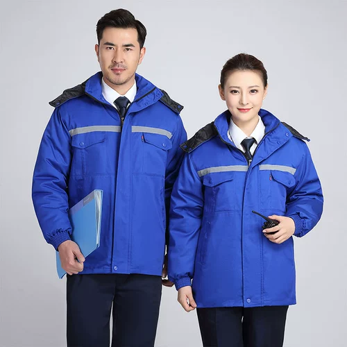 Зимний утепленный удерживающий тепло комплект для работы, светоотражающий съёмный пуховик, куртка