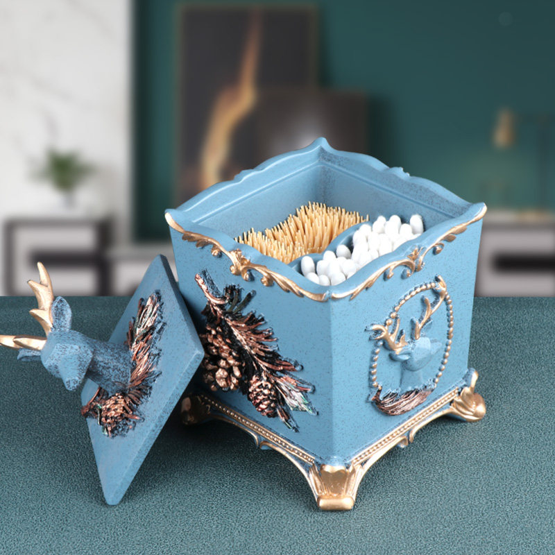 Nordic deer creative cotton box high-end household living room tooth box cotton tooth box 2 in one collection box