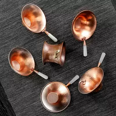 Copper tea leak Jade handle faucet tea filter tea filter manual tea filter creative tea separation kung fu tea set accessories
