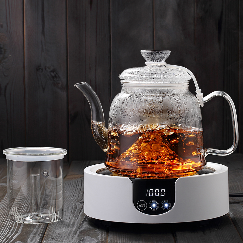 Non-artisan all-glass brewing teapot black crystal stove tea maker tea maker steaming teapot kettle tea set steam