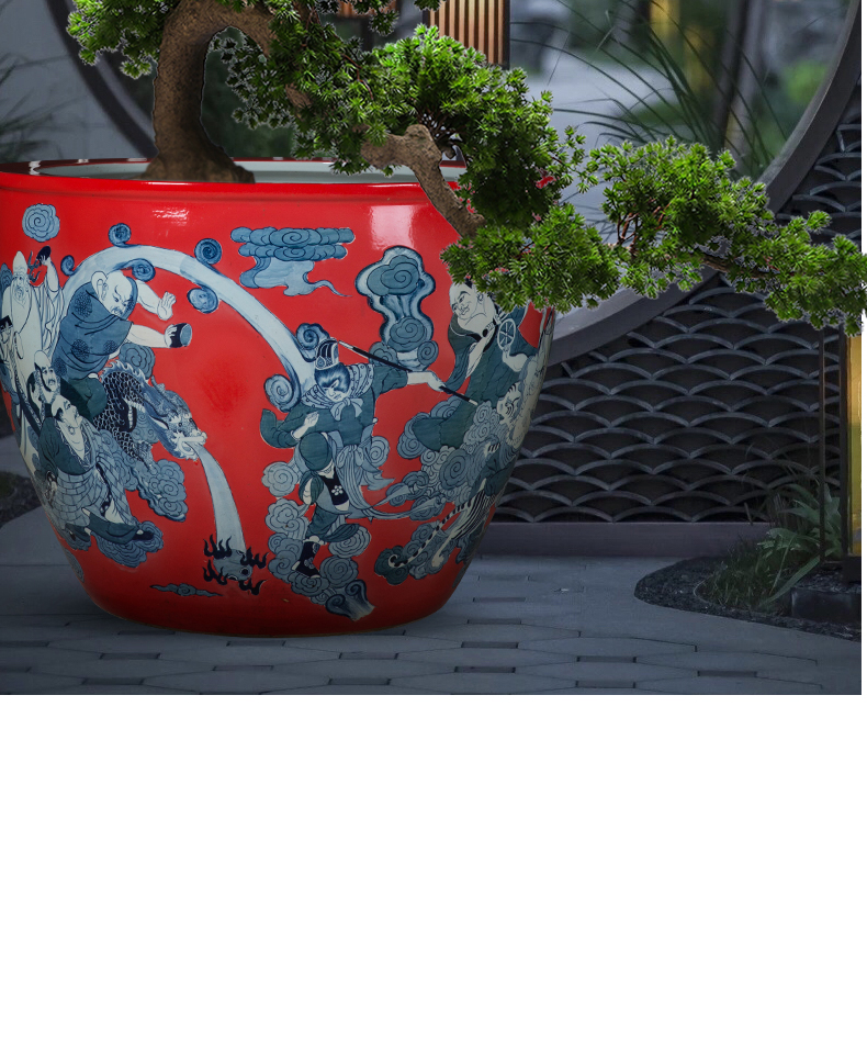 Landing a large ceramic archaize sitting room place home koi fish bowl aquarium landscape tortoise cylinder lotus