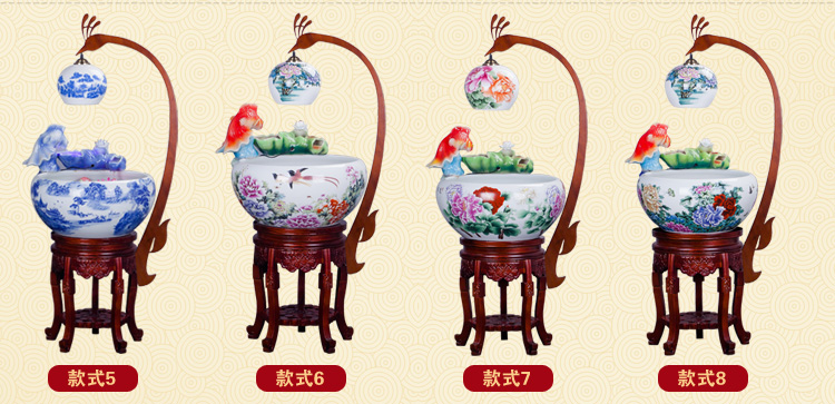 Jingdezhen ceramic aerobic fengshui atomization goldfish bowl cycle gift porcelain filtering home sitting room a goldfish bowl